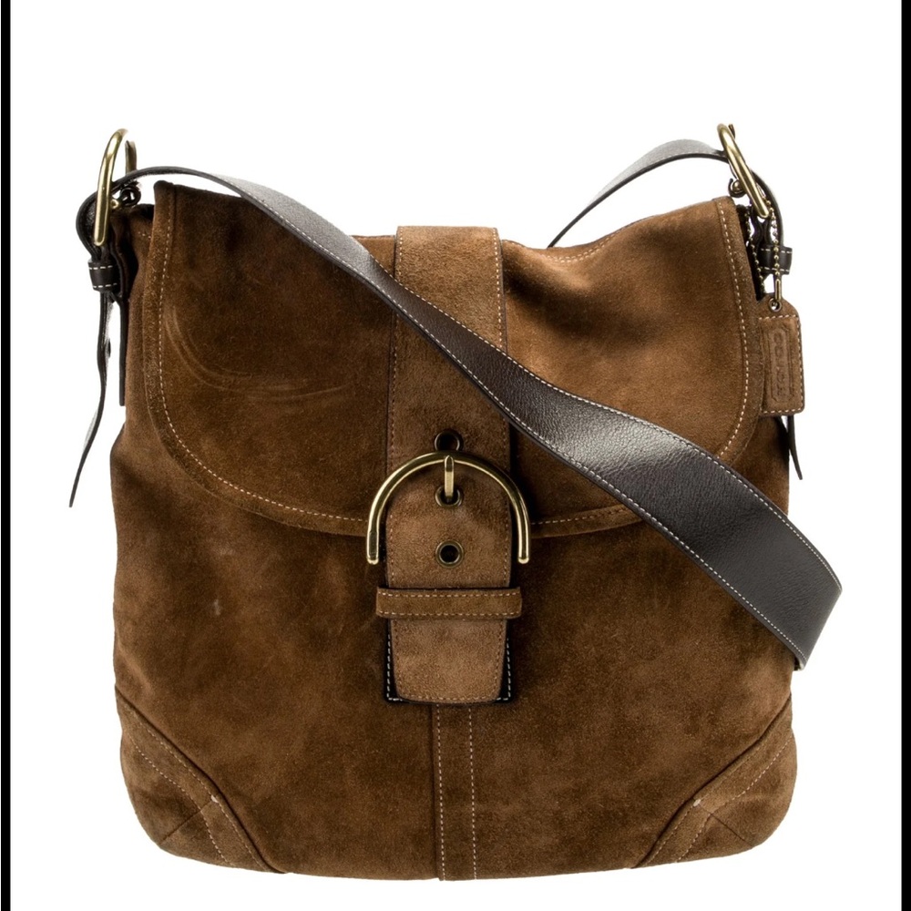 NWOT RARE VINTAGE Coach Brown Suede Shoulder Bag 1941 duster & suede care kit